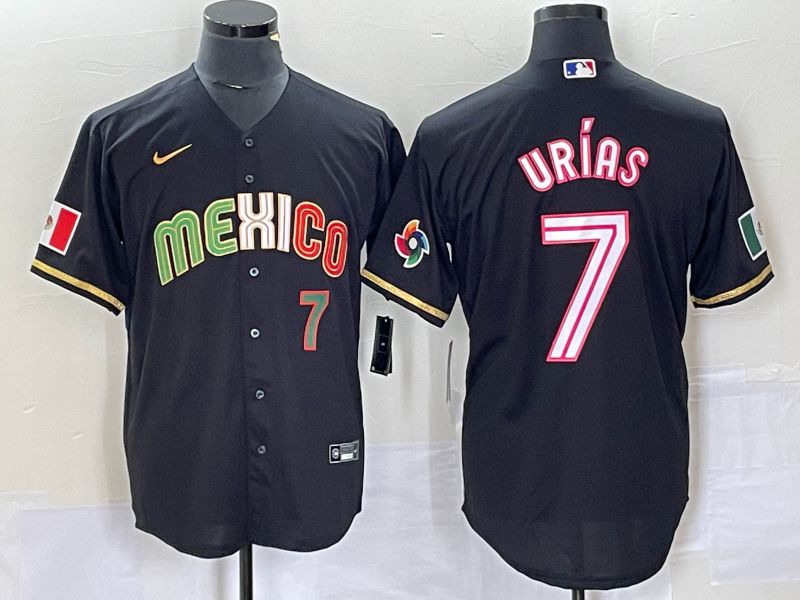 Men 2023 World Cub Mexico #7 Urias Black pink Nike MLB Jersey23